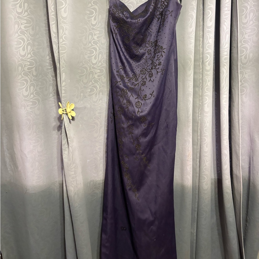 Rampage Purple Maxi Dress with Floral Detail